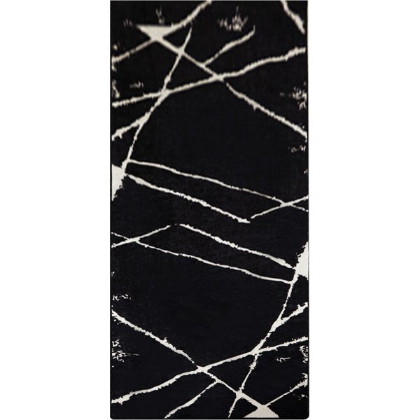 Rikkoutunut aulamatto 80 x 200 cm - Musta/valkoinen