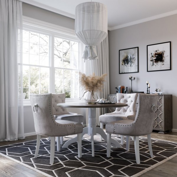 Ruokapöytä Ø120 cm - Valkoinen/Ruskea petsattu - Victoria + Huonekalujen tekstiilien puhdistus Ruokapöytä Ø120 cm - Valkoinen/Ruskea petsattu - Victoria + Huonekalujen tekstiilien puhdistus