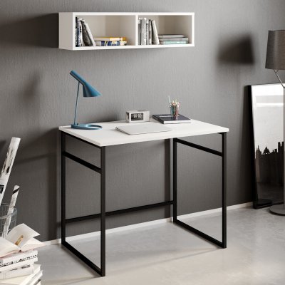Gama työpöytä 90x60 cm - Valkoinen/musta