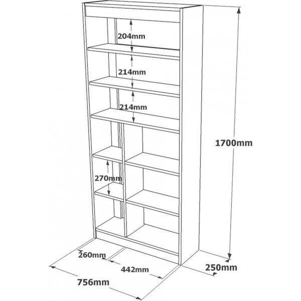 Luvio kirjahylly 19 - tammi/valkoinen Luvio kirjahylly 19 - tammi/valkoinen