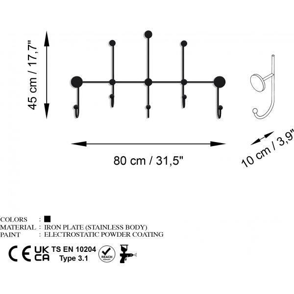 Lyon vaateripustin - musta