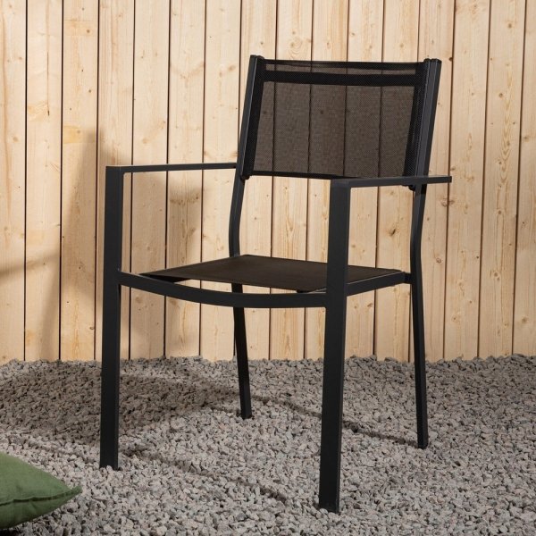 Hanian ruokaryhm�; 6 tuolia ja p�yt� 205 x 90 cm - Musta/luonnonv�rinen