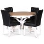 Tromsön ruokailuryhmä 120 cm sis. 4 Kroketinmusta ruokatuolia - Valkoinen / tammi + 3.00 x Huonekalujen jalat Tromsön ruokailuryhmä 120 cm sis. 4 Kroketinmusta ruokatuolia - Valkoinen / tammi + 3.00 x Huonekalujen jalat
