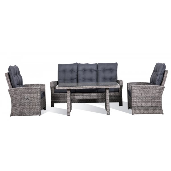 Orlando ulkokalusteiden ryhm korkeaselknojat sdettvt nojatuolit - harmaa/beige + Huonekalujen tahranpoistoaine