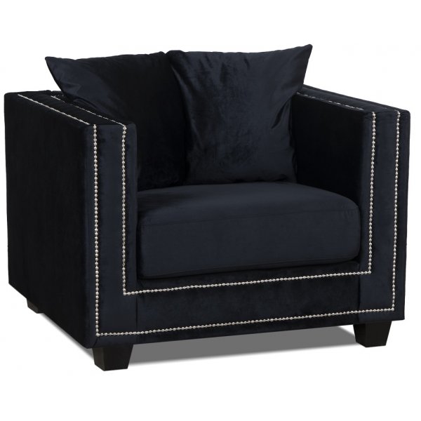 Temppelin nojatuoli nastoilla - musta (sametti) Temppelin nojatuoli nastoilla - musta (sametti)