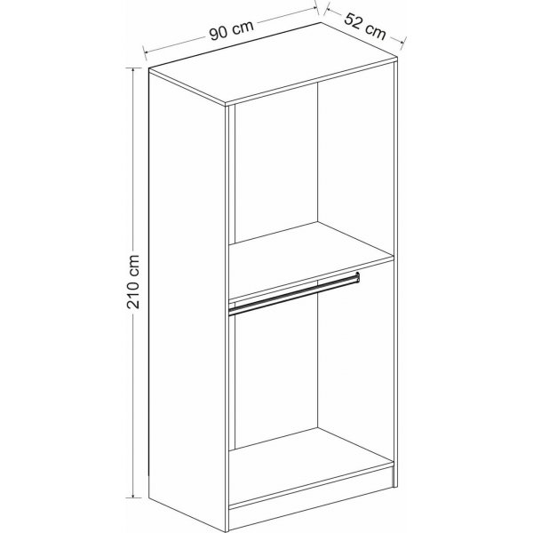 Cikani vaatekaappi 90x52x210 cm - Antrasiitti