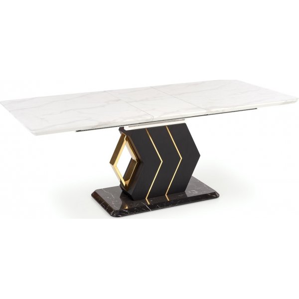 Vincenzo ruokapöytä 160-200 x 90 cm - Valkoinen marmori/musta/kulta Vincenzo ruokapöytä 160-200 x 90 cm - Valkoinen marmori/musta/kulta
