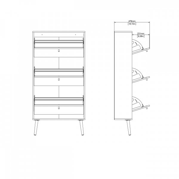 Kenkäkaappi Bodo | 3 taitto-ovea | Valkoinen Kenkäkaappi Bodo | 3 taitto-ovea | Valkoinen