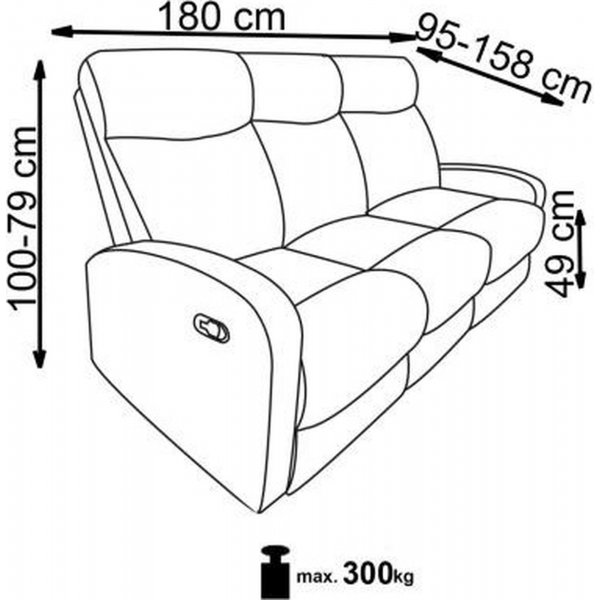 Anslo 3-istuttava leposohva - harmaa Anslo 3-istuttava leposohva - harmaa
