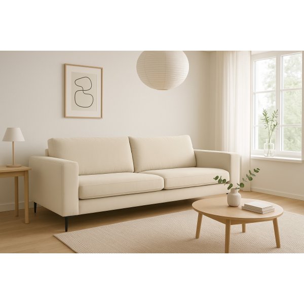Aspen 3-istuttava sohva - beige sametti + Huonekalujen tekstiilien puhdistus
