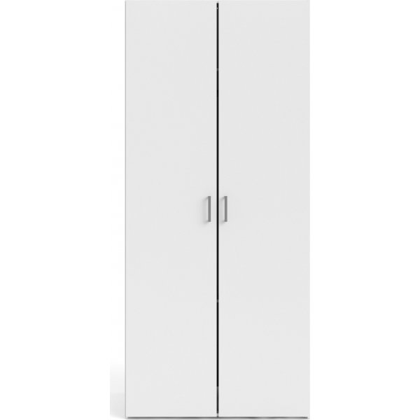 Tilava vaatekaappi 2 ovella - valkoinen Tilava vaatekaappi 2 ovella - valkoinen