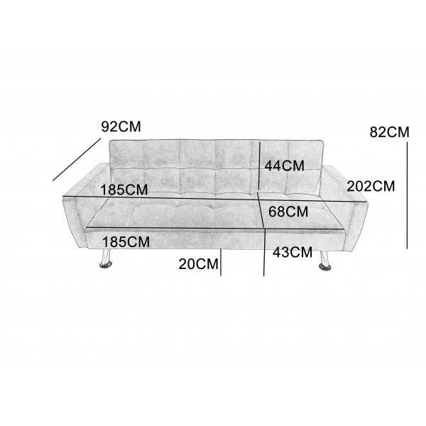 Vuodesohva Visby - Beige kangas | 202 cm