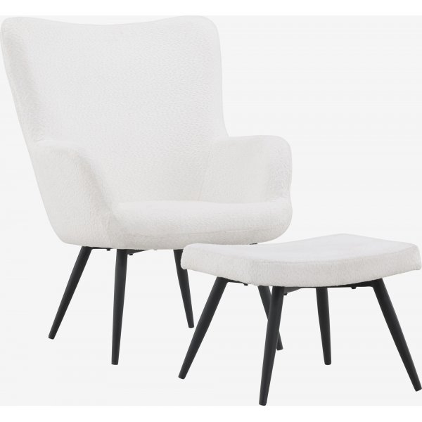 Como nojatuoli valkoisessa bouclessa Como nojatuoli valkoisessa bouclessa