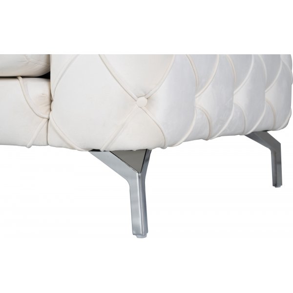 Como 2-istuttava sohva beigeä samettia ja napit + Huonekalujen tekstiilien hoito Como 2-istuttava sohva beigeä samettia ja napit + Huonekalujen tekstiilien hoito