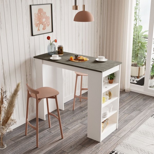 Style baaripyt 120 x 51,6 cm - Valkoinen/harmaa