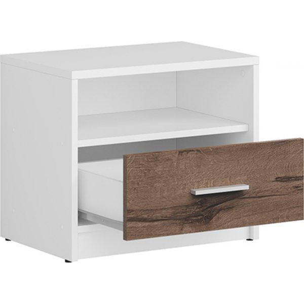 Nepo Plus yöpöytä - Valkoinen/tumma tammi Nepo Plus yöpöytä - Valkoinen/tumma tammi