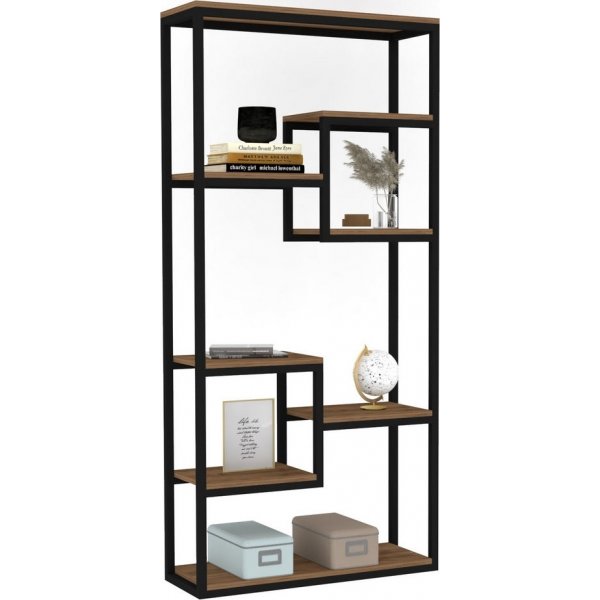 Emina kirjahylly - pähkinä/musta Emina kirjahylly - pähkinä/musta