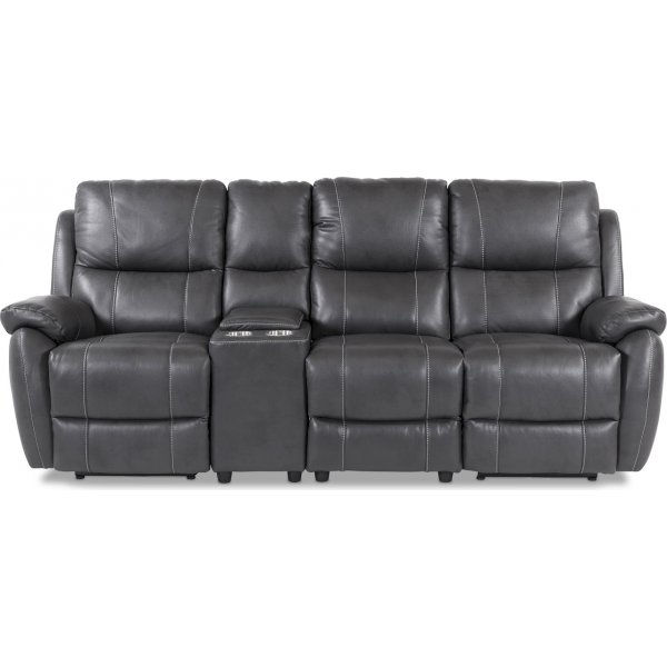 Kolmen istuttava (shkinen) Enjoy Hollywood recliner-sohva (Elokuvasohva) - Harmaa keinonahka (malli H)