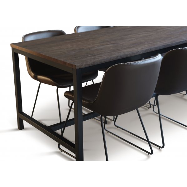 Texas ruokailuryhmä 6 Texas ruokapöydän tuolia Ruskea PU + Texas ruokapöytä tummanruskea tammi 180x90 cm Texas ruokailuryhmä 6 Texas ruokapöydän tuolia Ruskea PU + Texas ruokapöytä tummanruskea tammi 180x90 cm