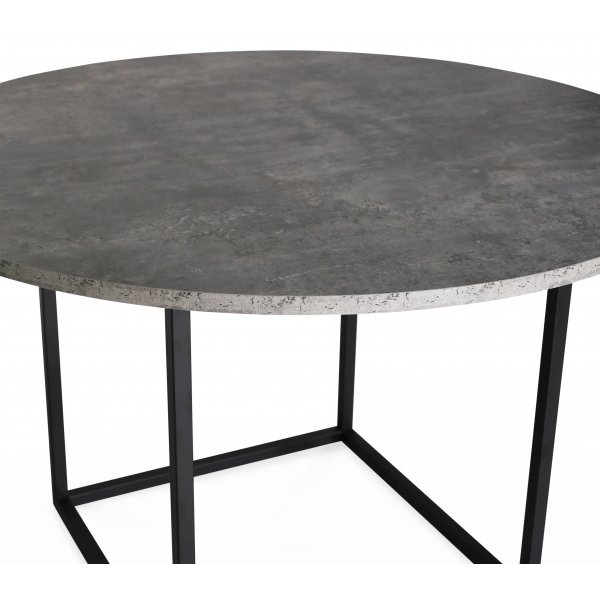 Sintorp ruokailuryhmä, pyöreä ruokapöytä Ø115 cm sis. 4 sarjaa mustia taivutettuja tuoleja - Betoni (laminaatti) + Huonekalujen jalat Sintorp ruokailuryhmä, pyöreä ruokapöytä Ø115 cm sis. 4 sarjaa mustia taivutettuja tuoleja - Betoni (laminaatti) + Huonekalujen jalat