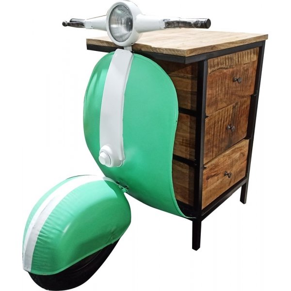 Vintage Vespa lipasto/ypyt - Vihre/valkoinen