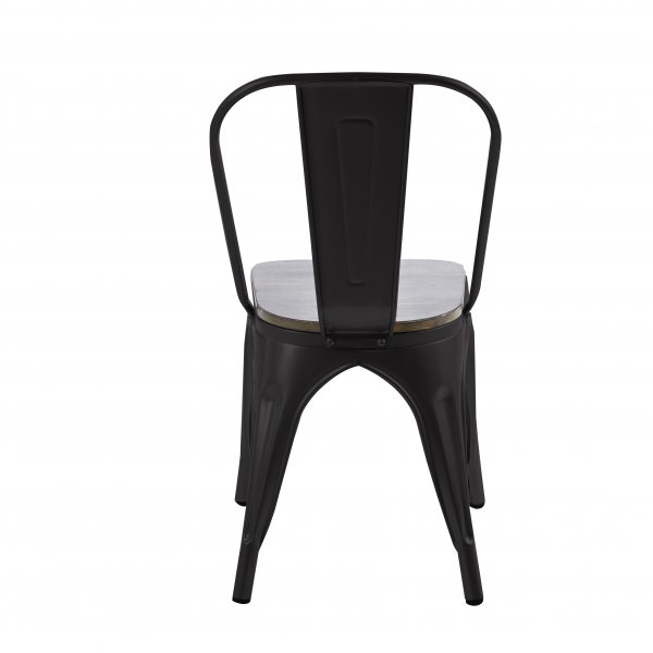 Iris-ruokatuoli mustaa metallia ja puinen istuin Iris-ruokatuoli mustaa metallia ja puinen istuin