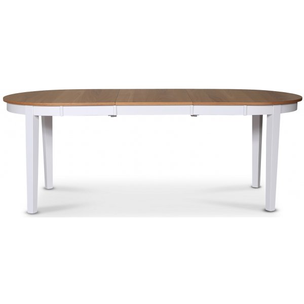 Ruokailuryhmä; Pöytä 160-210 cm - Valkoinen / Öljytty tammi 6 tuolin kanssa - Fårö Ruokailuryhmä; Pöytä 160-210 cm - Valkoinen / Öljytty tammi 6 tuolin kanssa - Fårö