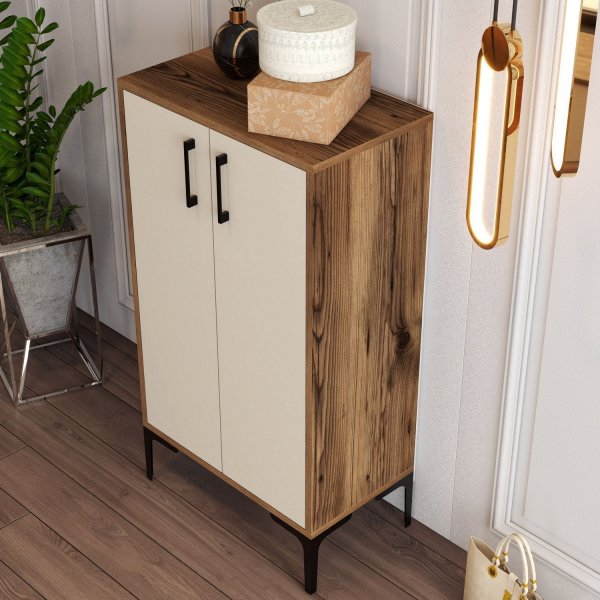 Prahan kenkäkaappi - pähkinä/kerma Prahan kenkäkaappi - pähkinä/kerma