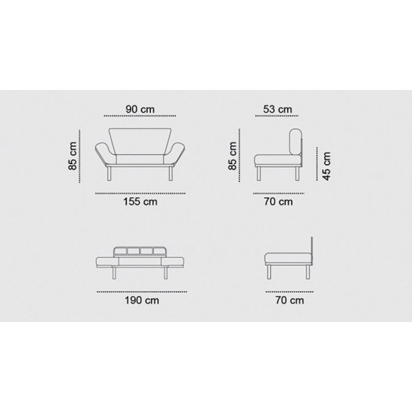 Nitta 2-istuttava vuodesohva - musta Nitta 2-istuttava vuodesohva - musta