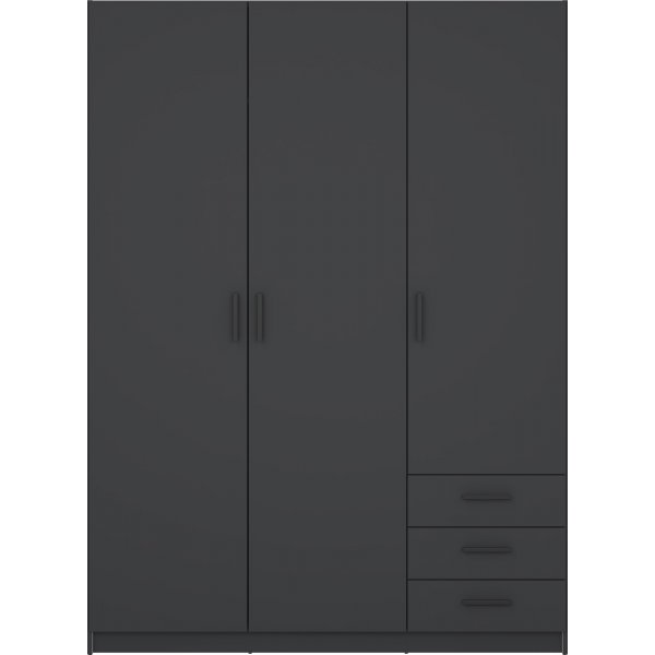 Sprint vaatekaappi 3 ovella ja 3 laatikkoa - harmaa Sprint vaatekaappi 3 ovella ja 3 laatikkoa - harmaa