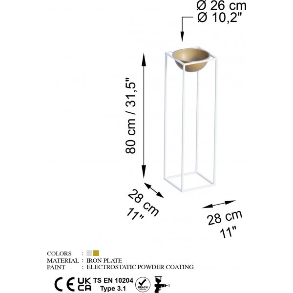 Plato 20 potti - Valkoinen/kulta Plato 20 potti - Valkoinen/kulta