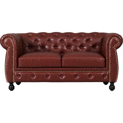 Chesterfield 2-istuttava sohva ruskeaa PU:ta