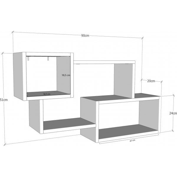 Ejder sein�hylly - antrasiitti/valkoinen