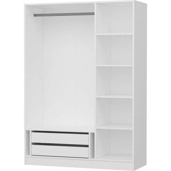 Capeto vaatekaappi peiliovilla, 135 cm - Valkoinen