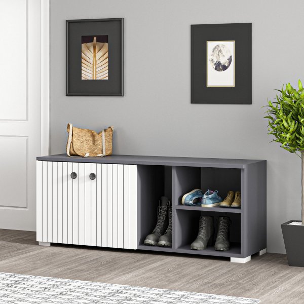 Sarandon kenkkaappi - antrasiitti/valkoinen