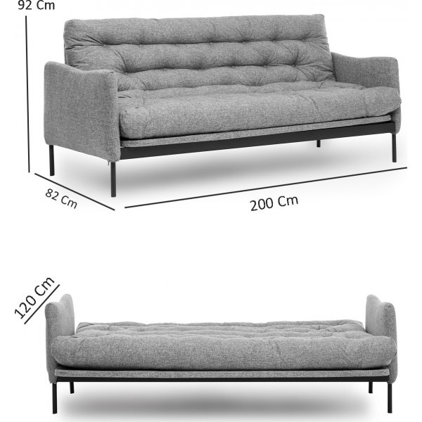Renge 3-istuttava vuodesohva - Tummanharmaa Renge 3-istuttava vuodesohva - Tummanharmaa