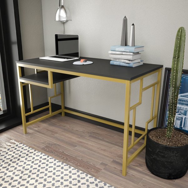 Kennesaw kirjoituspöytä 120 x 60 cm - Kulta/antrasiitti Kennesaw kirjoituspöytä 120 x 60 cm - Kulta/antrasiitti