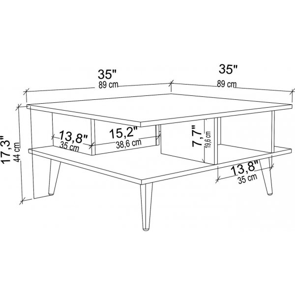 Akya sohvapöytä 89 x 89 cm - Pähkinä/musta Akya sohvapöytä 89 x 89 cm - Pähkinä/musta