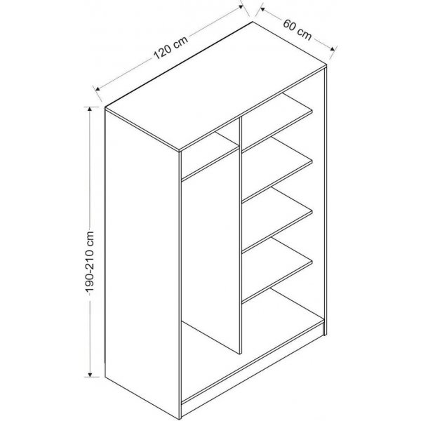 Kapusta vaatekaappi 120 cm - Valkoinen/tammi
