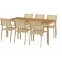 Ruokailuryhm; 6 tuolia ja ruokapyt 205 x 90 cm beige - Copacabana