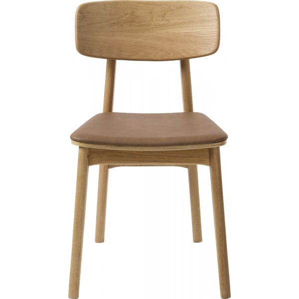 Ruokatuoli Kleppen ljytyss tammirungossa ja ruskealla PU-istuimella