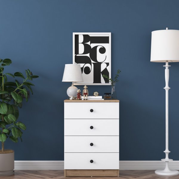 Muodikas lipasto L: 60 cm - Pähkinä/valkoinen Muodikas lipasto L: 60 cm - Pähkinä/valkoinen