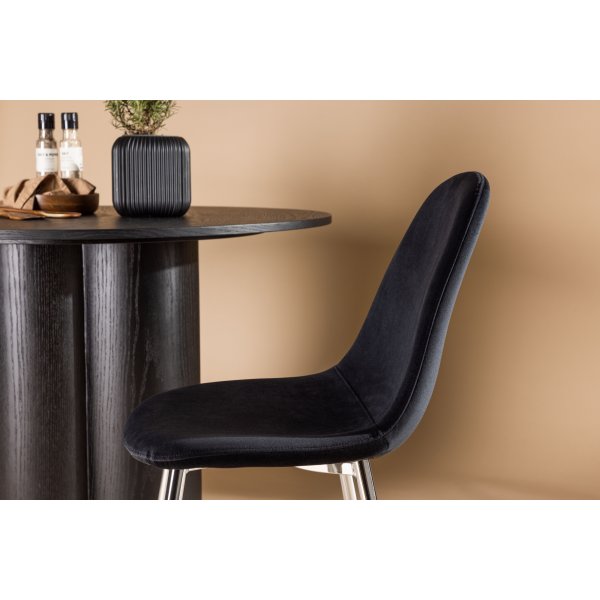Bridge-ruokailutuoli - Musta sametti/kromi Bridge-ruokailutuoli - Musta sametti/kromi