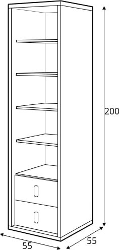 Simi kirjahylly 55 cm - Valkoinen/hikkori