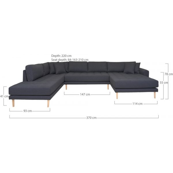 Lido U-sohva avop��ll� - Tummanharmaa