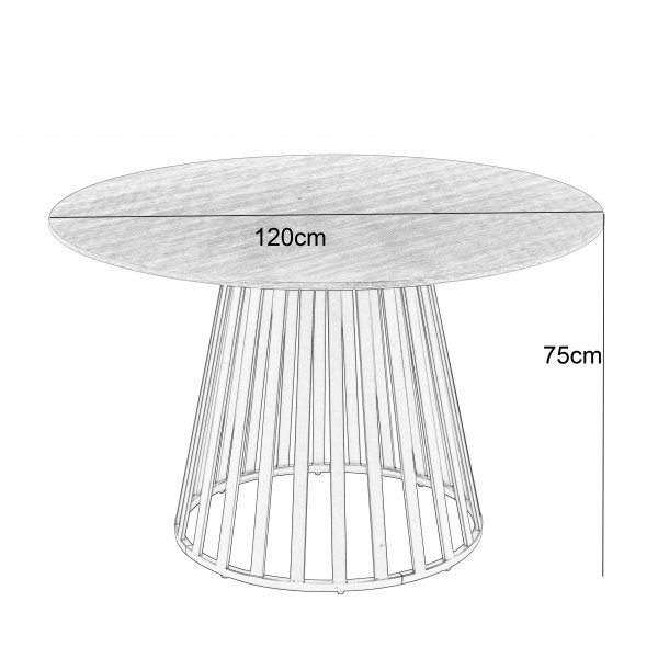 Inez pyöreä ruokapöytä Ø120 cm tammiviilu / Musta metalli Inez pyöreä ruokapöytä Ø120 cm tammiviilu / Musta metalli