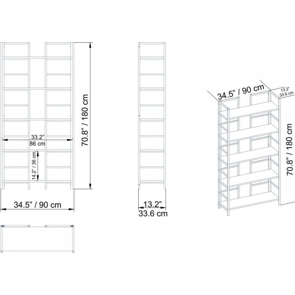 Tinleyn kirjahylly - kulta/valkoinen