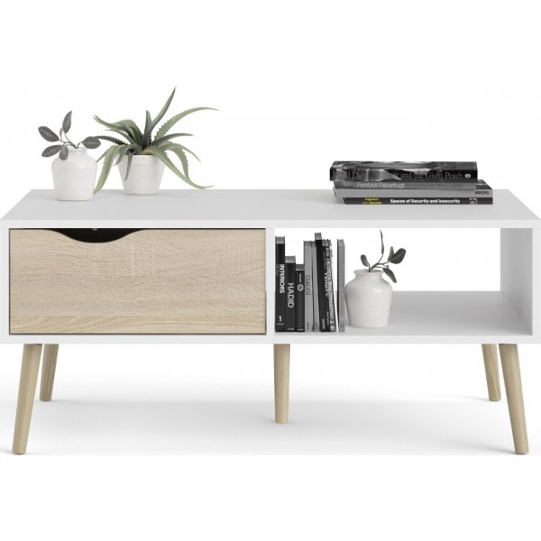 Oslo sohvapöytä 99 x 39 cm - Valkoinen/tammi Oslo sohvapöytä 99 x 39 cm - Valkoinen/tammi