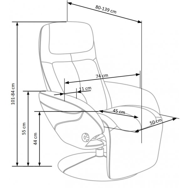 Recliner-nojatuoli Berit - Harmaa (PU) Recliner-nojatuoli Berit - Harmaa (PU)
