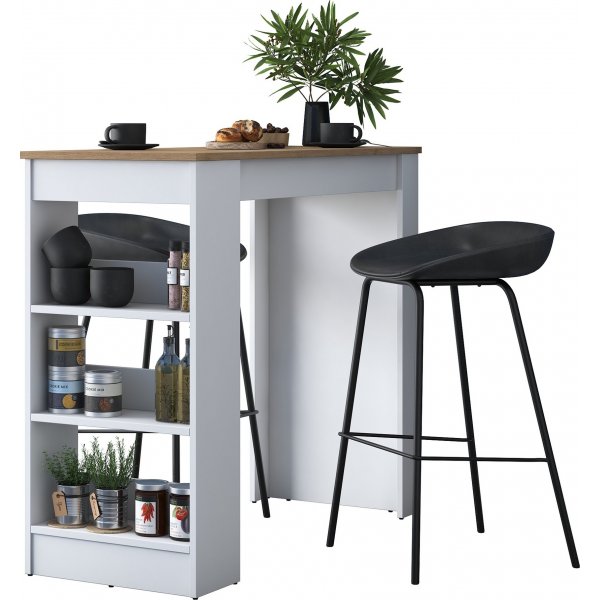 Jarik baaripöytä 120 x 50 cm - Pähkinä/valkoinen Jarik baaripöytä 120 x 50 cm - Pähkinä/valkoinen